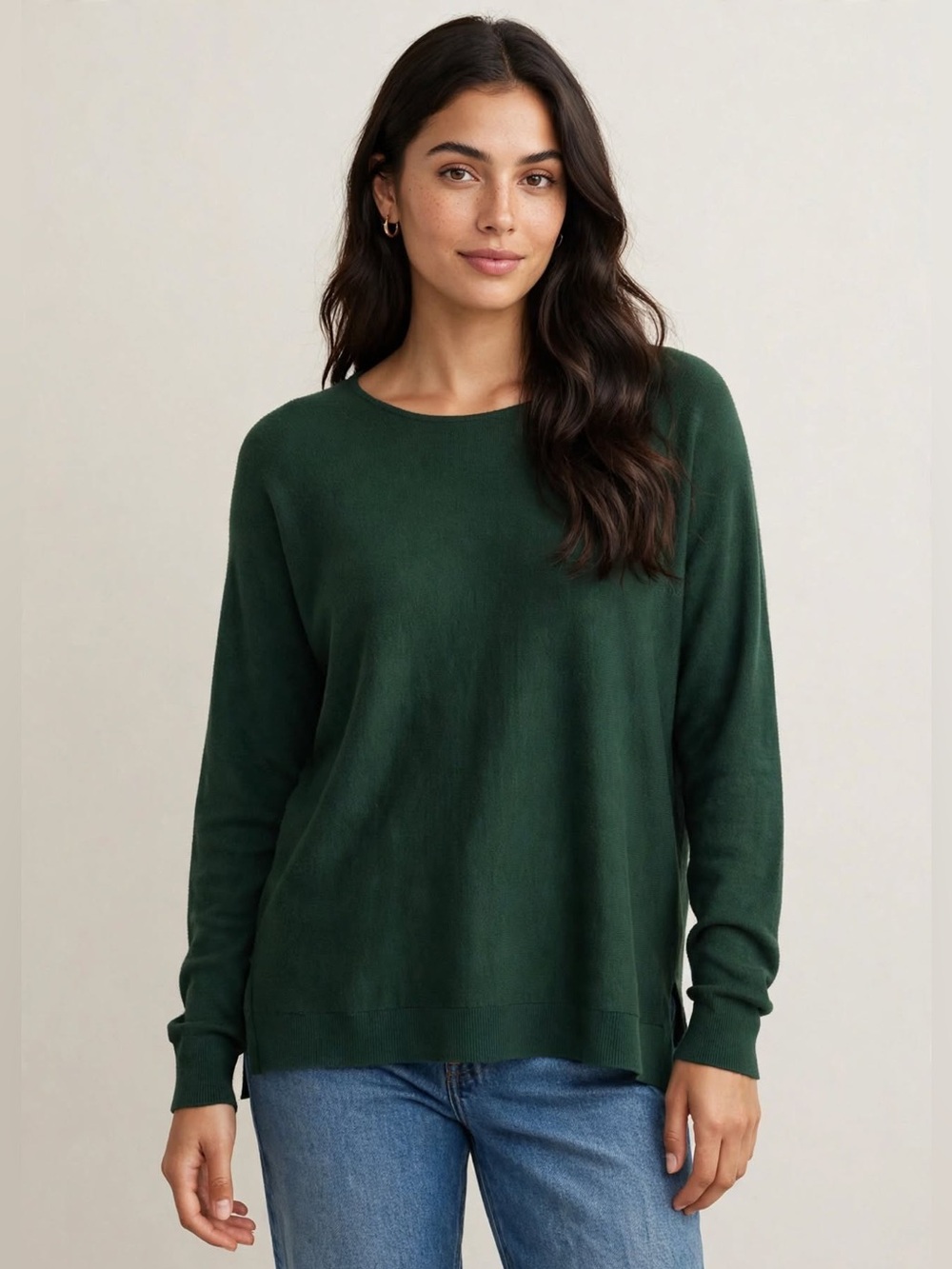 Michael Kors Green Oversized Hi Low Tunic Sweater Top L
